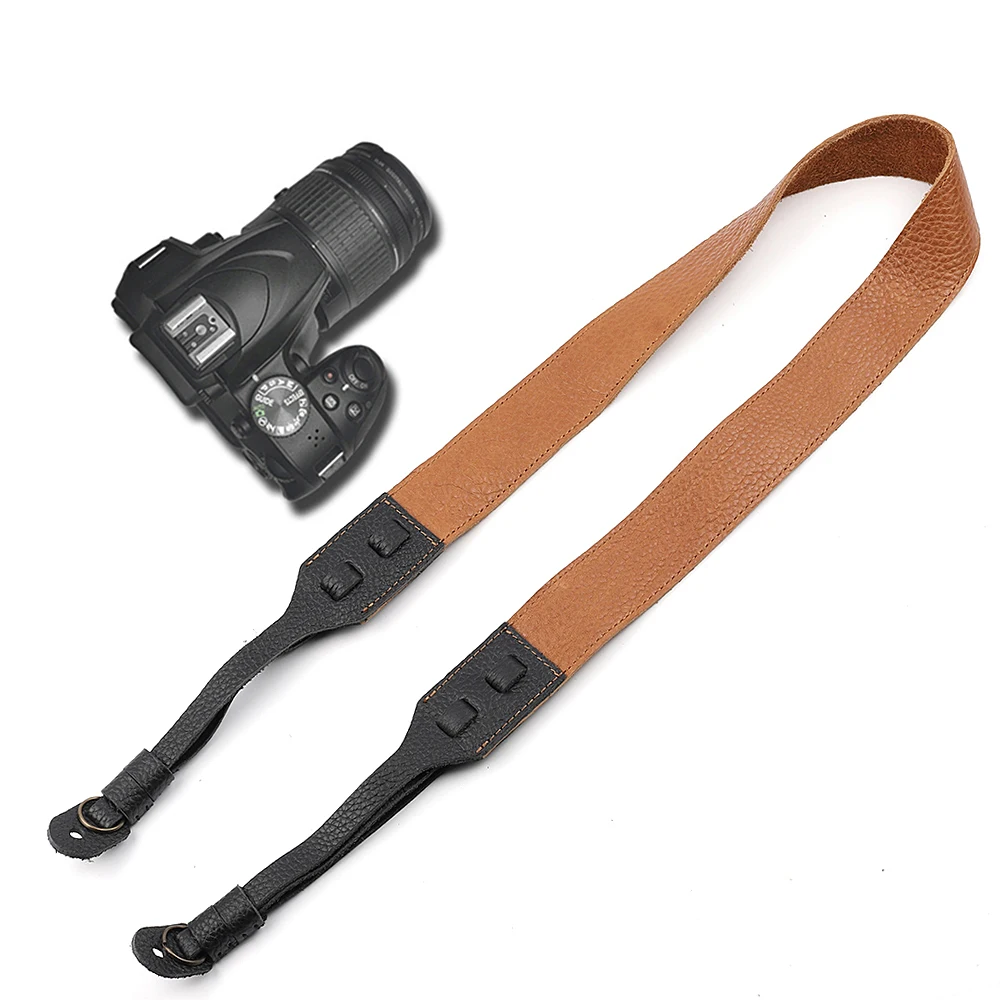 Trendy Genuine Leather Camera Shoulder Strap Sling Belt Soft for SLR DSLR for Leica Fuji Camera Retro Replacement Strap