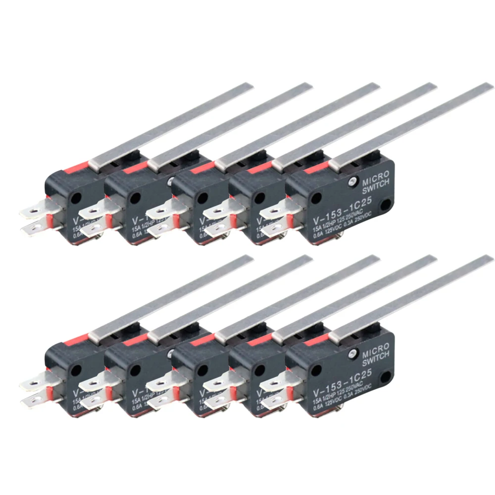 10PCS/Lot V-153-1C25 SPDT Limit Switch Long Straight Handle Lever Type Micro Switch