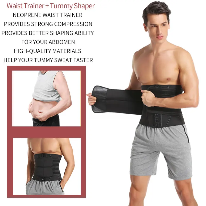 Men Waist Trainer Fitness Slimming Belt Sauna Body Shaper Corset for Abdomen Weight Loss Trimmer Belt Sweat Workout Fat Burner