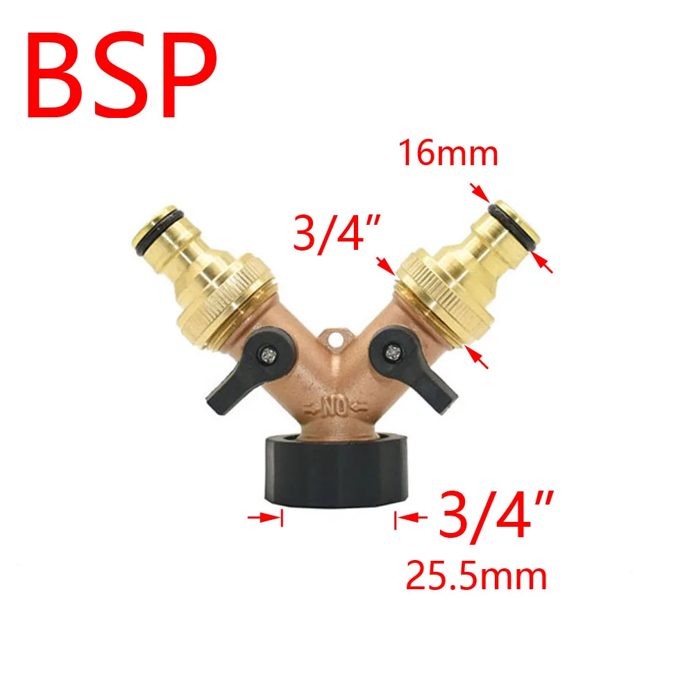 3/4 Cal 2/4-Way mosiądz wąż ogrodowy Splitter kran ogrodowy y-type podlewanie złącze dystrybutor na kran na zewnątrz