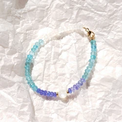 Lii Ji Genuine Natural Apatite Tanzanite Moonstone 14K Gold Filled / S925 Platinum Plated Bracelet For Women Fashion Jewelry
