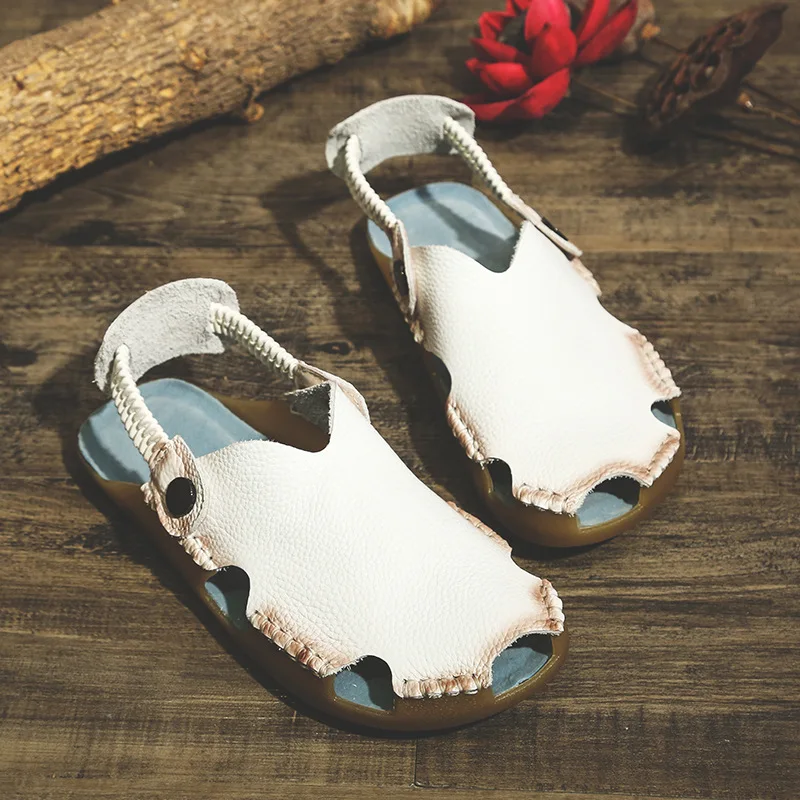 Careaymade-estate cucita a mano semplice e confortevole scarpe da donna in vera pelle sandali piatti per il tempo libero in pelle pieno fiore