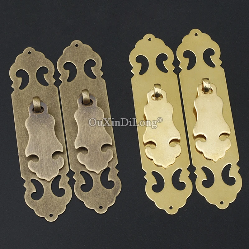 Retro Vintage 2Pairs European Pure Brass Cabinet Door Handles Cupboard Wardrobe Closet Shoe TV Cabinet Pulls Handles
