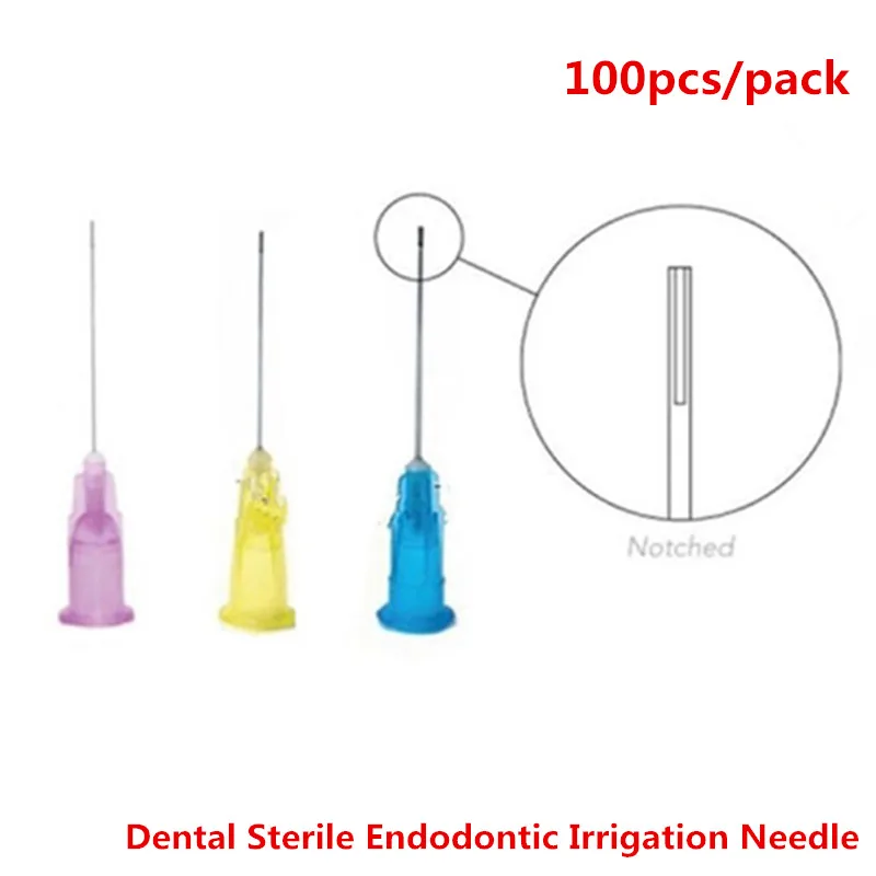 100pcs Dental Sterile Endodontic Irrigation Needle Tips 25G/27G/30G Plain Ends Notched Endo needle tip Syringe Dentist Tools Lab