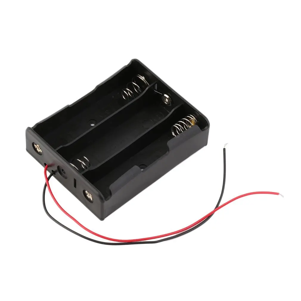 Caja de plástico negro para almacenamiento de batería, contenedor con soporte de Clip de 3 ranuras, DIY, con Pin de plomo de cable, 3x18650, 3,7 V