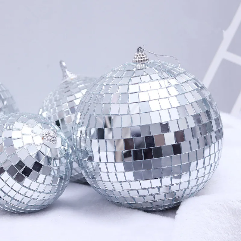 Amawill 3cm 5cm 6cm 8cm Christmas Ball Ornaments Mini Reflective Glass Rotating Mirror Ball New Year DJ Disco Party Decor Favor