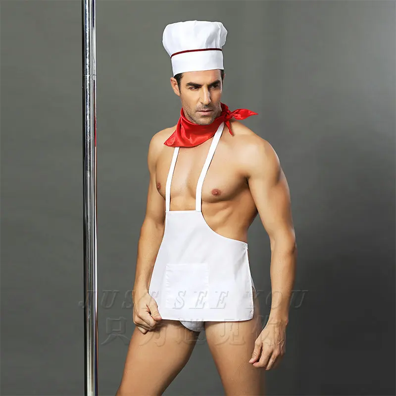 Mens Role Play Costume Outfit Cosply Lingerie for Sex Chef Suit Male Night Club Cosplay Fliter Costumes Naugty Clothes