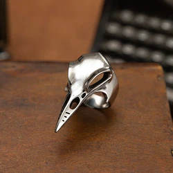 Norse Mythology Odin Crow Skull Ring For Men 316L Stainless Steel Silver Color Black/Gold Viking Ring Men Amulet Pattern Jewelry