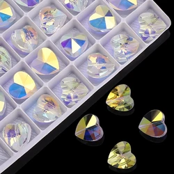 20Pcs 14mm Straight Hole Heart Shape Crystal Pendant Glass Butterfly Cross Five-Pionted Star Bead Charms for Earrings Making DIY