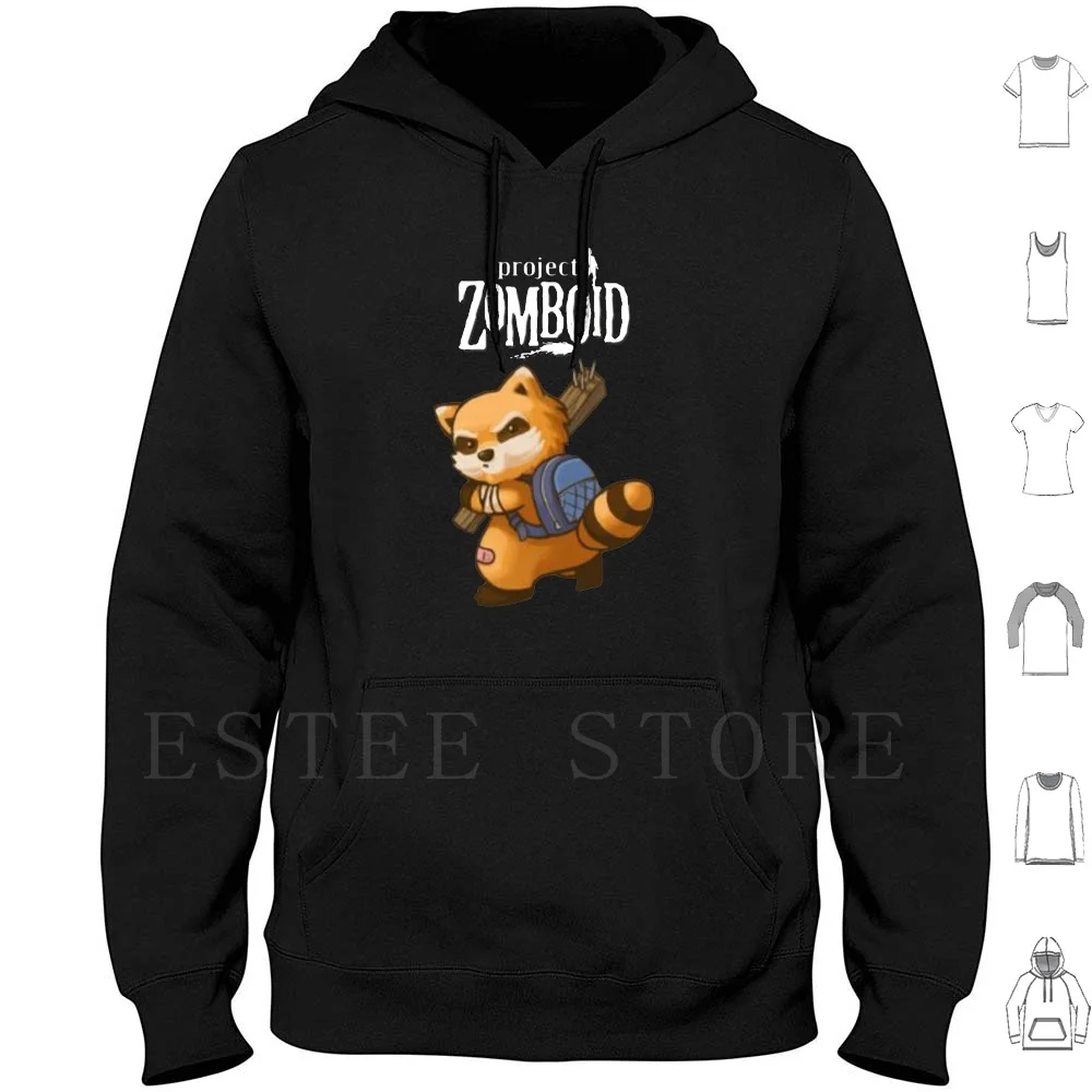 Spiffo The Survivor-White Logo Hoodies Long Sleeve Project Zomboid Spiffo Game Indie Game Cute Animal Survivor Zomboid