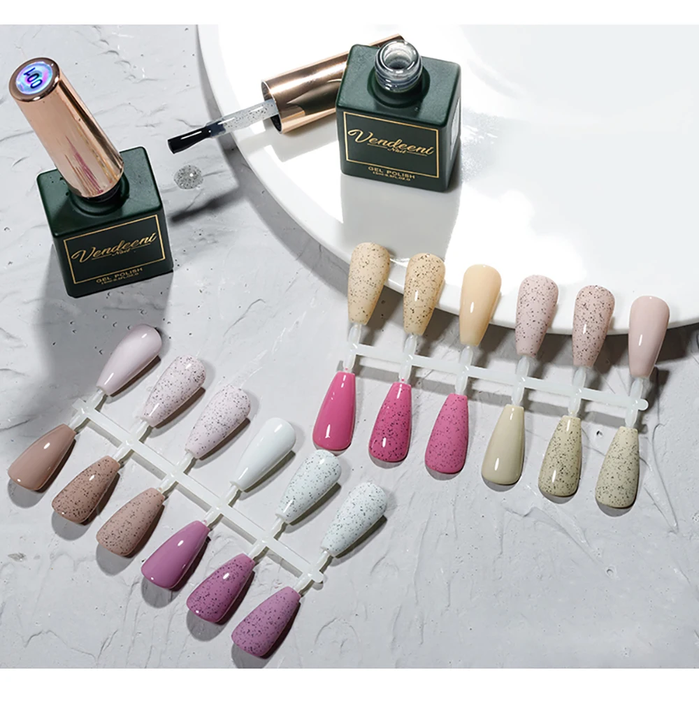 Vendeeni 15ml Sand Candy Top Coat für Gel-Nagellack, Schwarze Punkte Gel-Lack, Kristallzucker UV Soak Off Nail Art Primer Gel – Detail 9