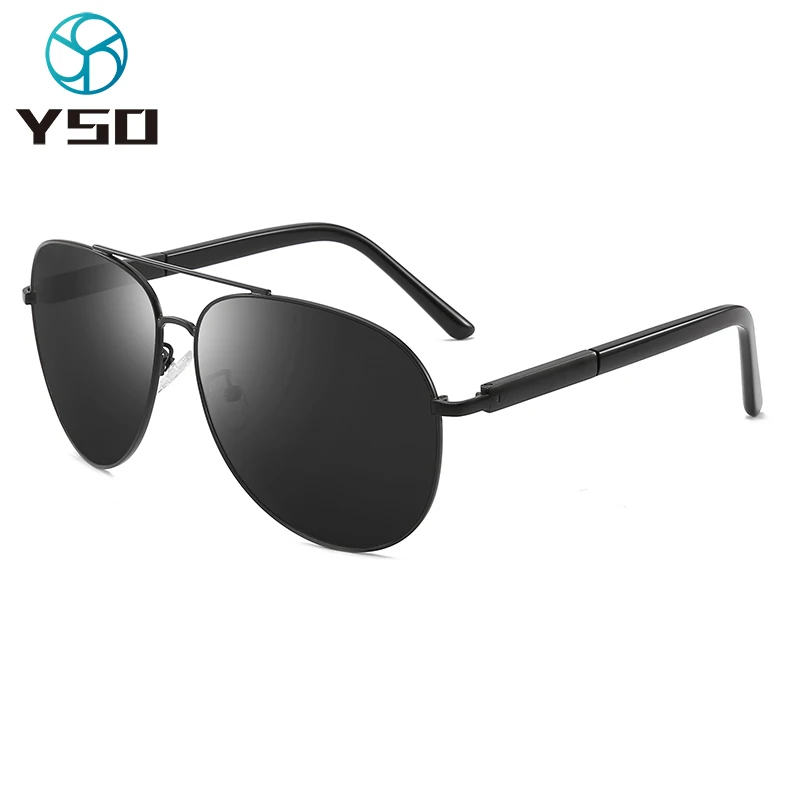 

YSO 2020 Black Mens Sunglasses Polarized UV400 Protection Sun Glasses For Driving Fishing Hiking Oversized Lens Retro Glasses