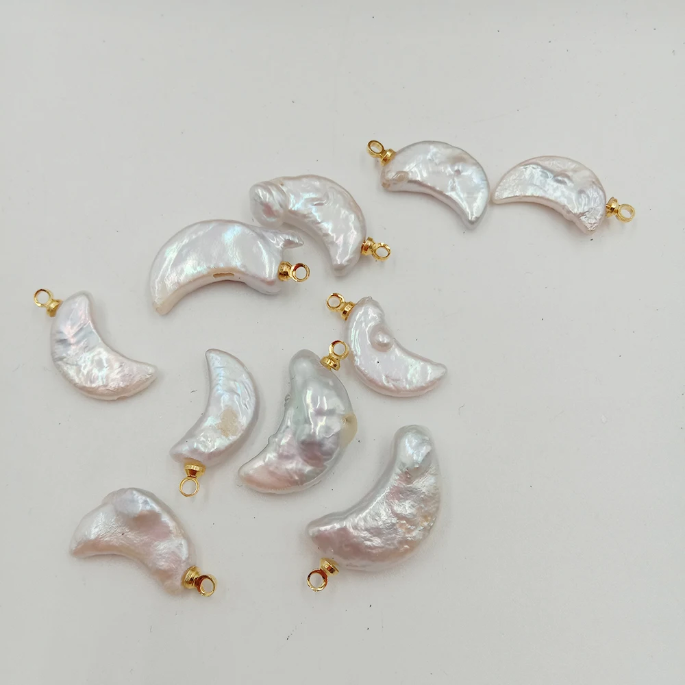 5 PCS /LOT 100% nature freshwater pearl with MOON shape,charms with 1 hanger,nature colors ,DIY PEARL BEADS-19-22 mm