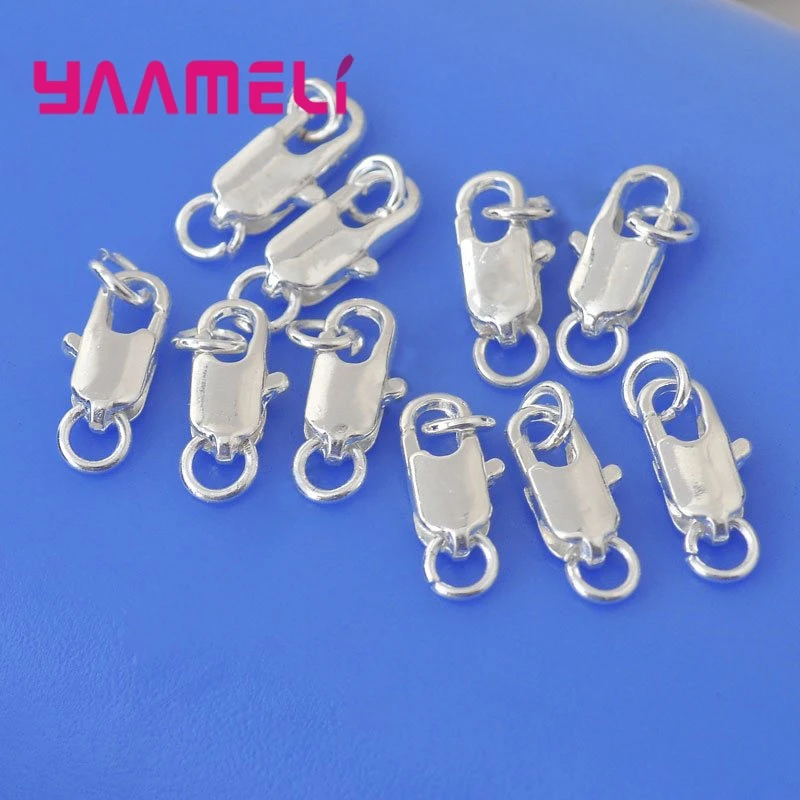 

925 Sterling Silver Jewelry Findings 50PCS Lobster Clasps For Necklace Bracelet With Opening 2 Jump Rings