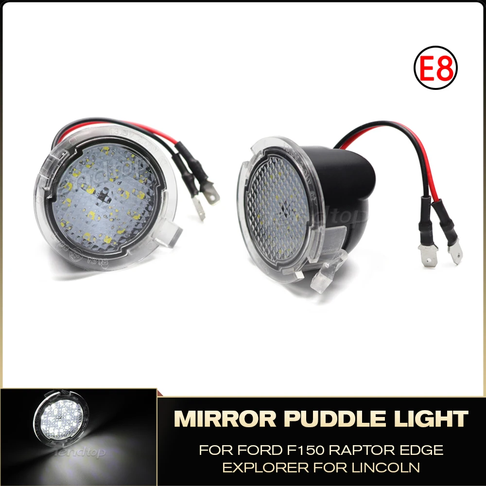 2Pcs LED Under Side Mirror Puddle Light For Ford F150 Raptor Edge Explorer Flex Fusion Lincoln Navigator Mark LT MKX