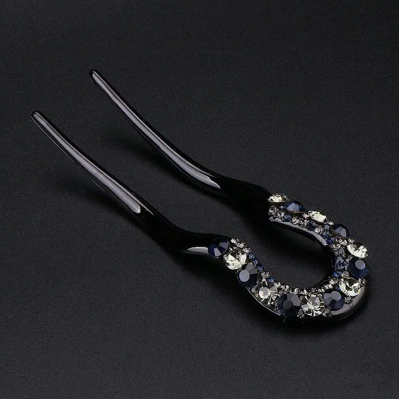 Vintage Hair Accessories Crystal Hairpins U-Shape Hair Stick Pin Hairclips Women Rhinestone Flower Hairpin Fashion Combs