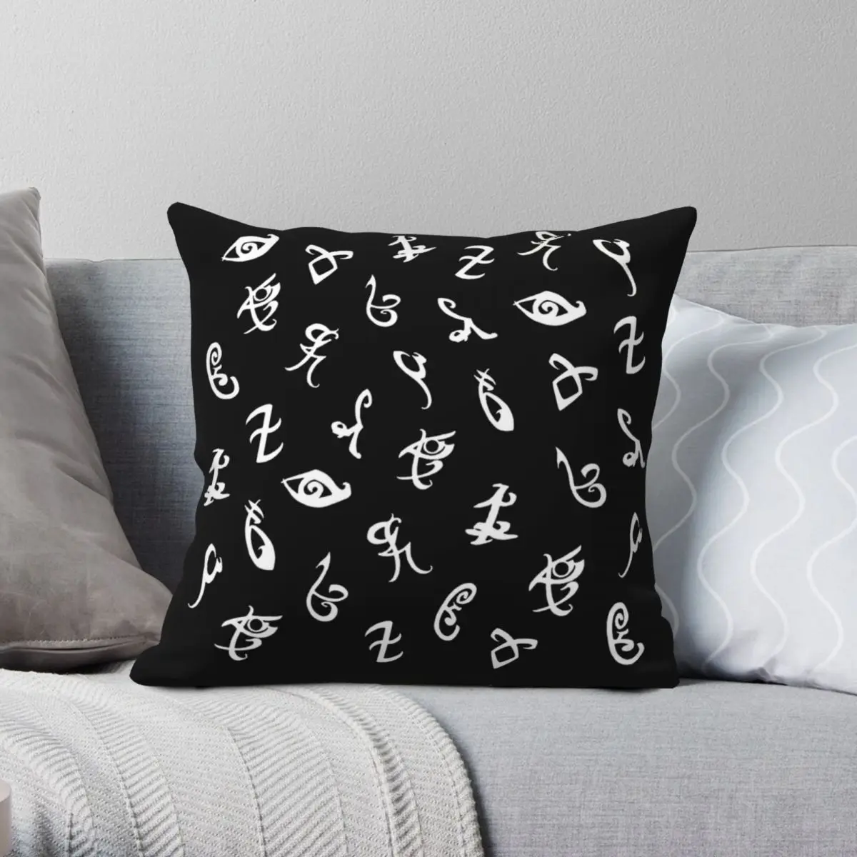 TMI RUNES Square Pillowcase Polyester Linen Velvet Pattern Zip Decor Pillow Case Home Cushion Cover