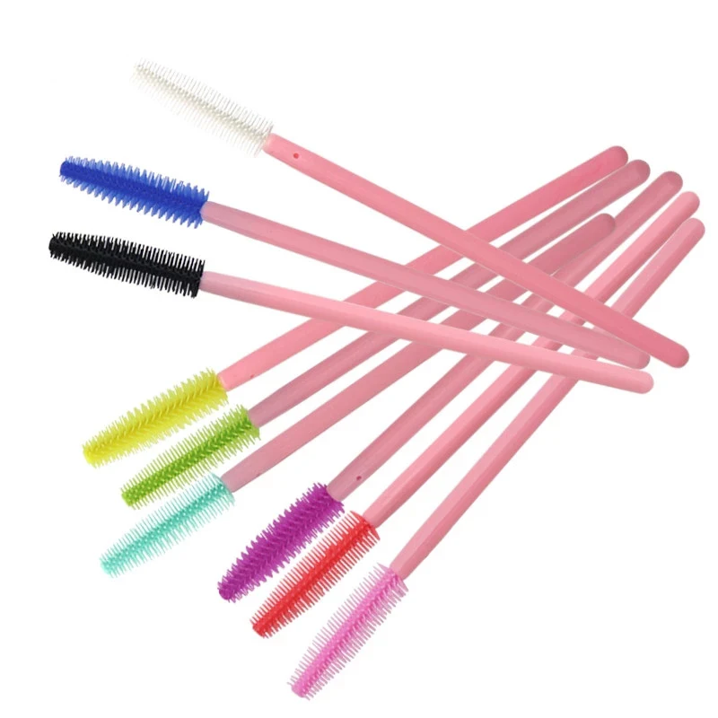 50pcs Silicone Eyelash Brush Eyebrow Comb Microbrush Mascara Wands Applicator False Lash Extension Supplies Eye Brow Makeup Tool