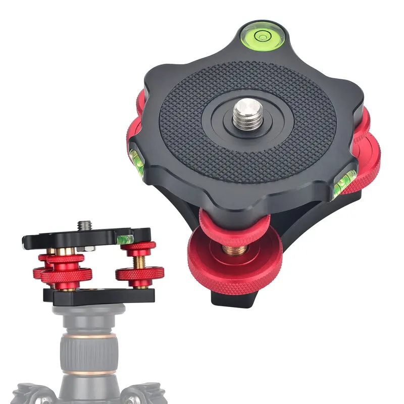 CAVIX LP-64 Bubble Level Camera Tripod Head Leveling Base Triple-wheel Precision Leveler 3/8