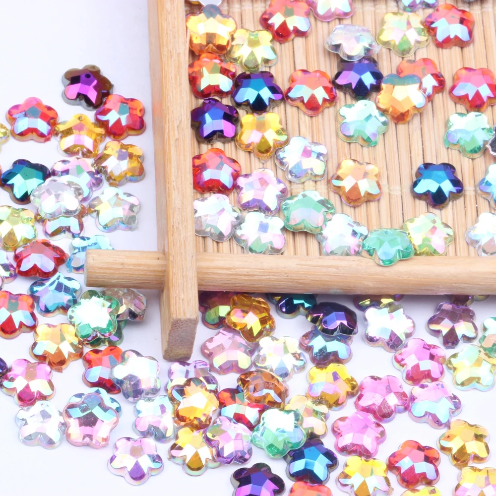 8mm 50/500pcs Acrylic Rhinestones Flat Back Quincunx Earth Facets Many Colors Glue On Beads DIY Jewelry Making Accessories