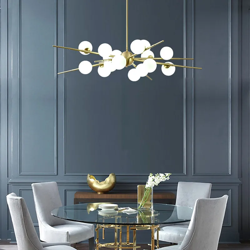 Nordic LED glazen kroonluchter luxe designer sputnik kroonluchter Woonkamer Slaapkamer Decoraties interieur verlichting