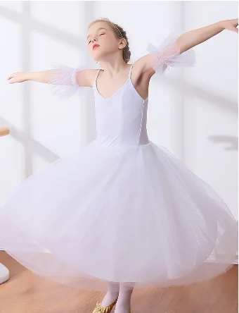 ใหม่เด็กหญิงบัลเล่ต์ Tutu กระโปรง Giselle Swan สีขาวโรแมนติกสไตล์ Tutu บัลเล่ต์ Dance Ballerina ชุด