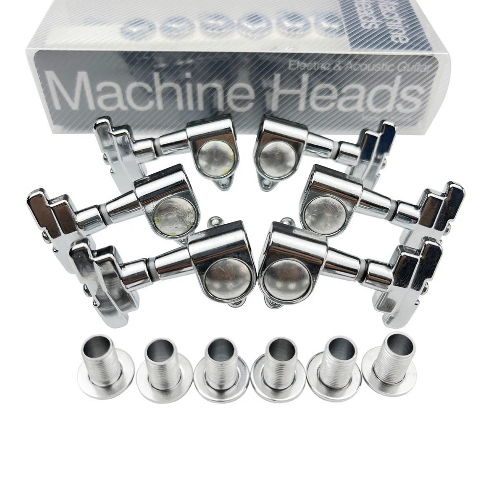 KAYNES J-109 3R+3L Chrome Silver Electric Guitar Machine Heads Tuners Art Deco Rotomatic Imperial Style Head Guitar Tuning Pegs