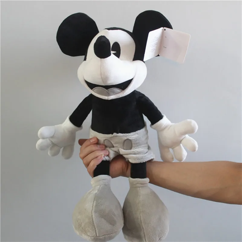 

45cm Classic Black White Retro Mickey Mouse Plush Toys Stuffed Soft Boy Doll For Children Birthday Gifts