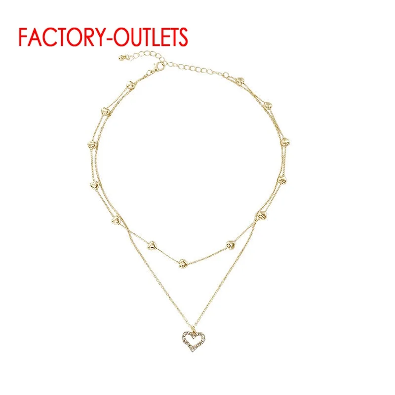 Genuine 925 Sterling Silver Color Gold Color Hear Shape Pendant Necklace Dazzling Long Chain Link Necklace For Women Fashion