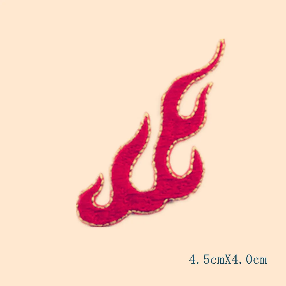 1 PC Hight Quality Embroidery Bright Red Flame Patch Clothing Applique Shirt Jeans Sticker Iron On Parch DIY Accessories