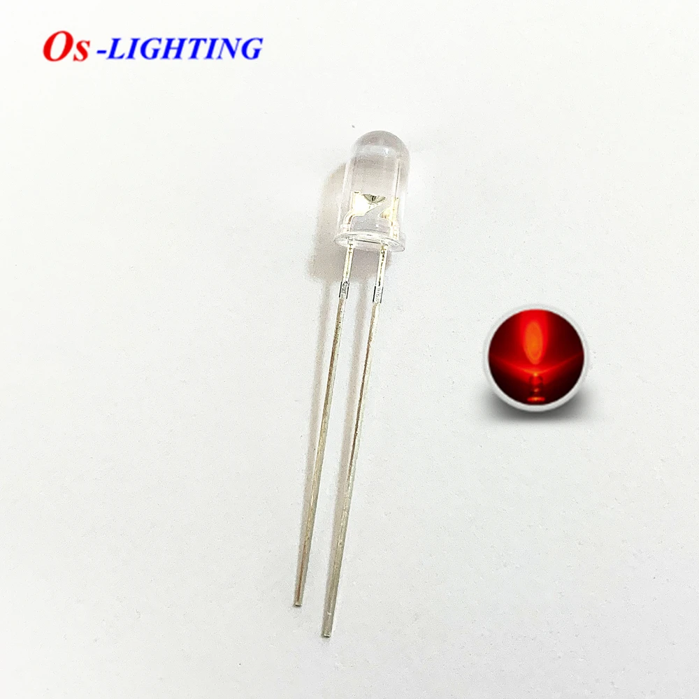 

100PCS F5 5MM RED DIP LED Light Emitting Diode WATER CLEAR SHORT PIN 20mA 3V Indicator