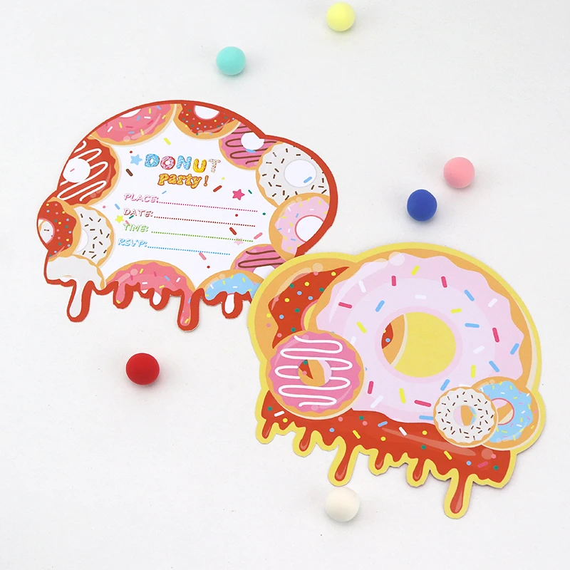 Donut Party Birthday Balloons Donut Grow Up Happy Birthday Invitations Cake Topper Party Favor Bag Decoration Banner Donut suppl