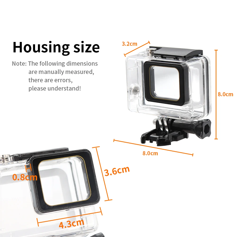 HONGDAK 60m Onderwater Duiken Waterdichte Case Voor Go Pro GoPro 5 6 7 Hero Zwarte Beschermhoes Behuizing Mount voor Gopro 5 6 7