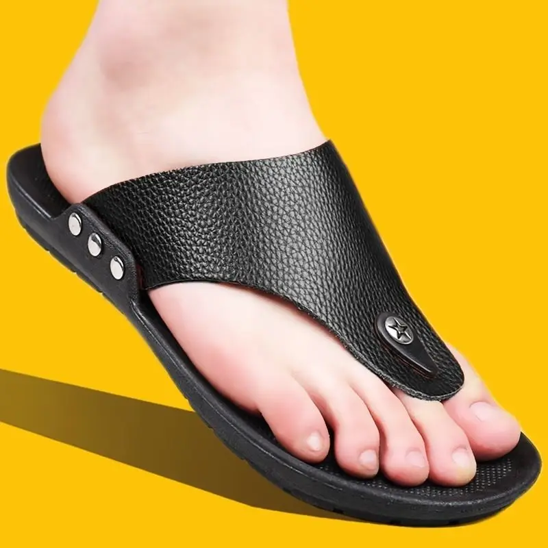 Summer New Men's Slippers Beach Slippers Large 45 Comfortable Brown Sandals Non Slip Swimming Shoes Men's Slippers