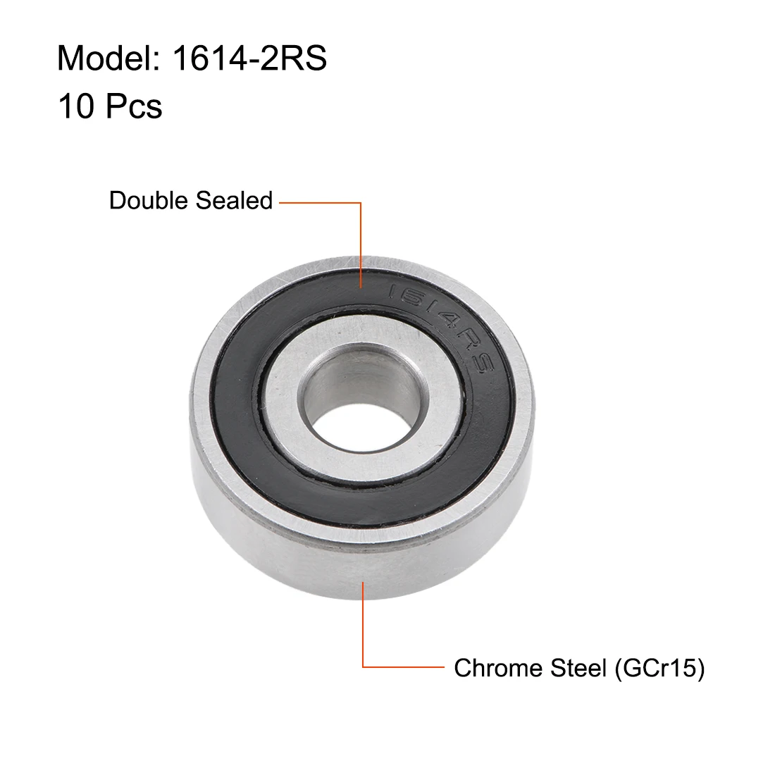 uxcell 10pcs 1614-2RS Deep Groove Ball Bearing 3/8-inchx1-1/8-inchx3/8-inch Sealed Z2 Lever Bearings for Home Garden DIY