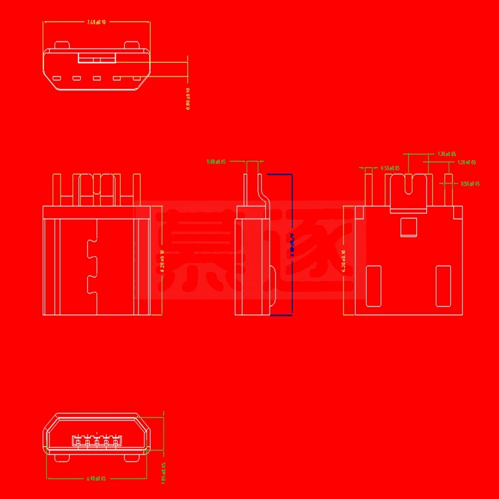 10 قطعة المصغّر USB موصل B نوع أنثى جاك كليب PCB 0.8 + لحام لتقوم بها بنفسك شحن الذيل المقبس