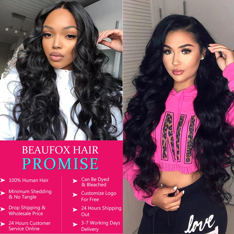 Beaufox Malaysian Loose Wave Bundles With Closure 100% Human Hair Weave 3 Bundles With Closure Remy Hair Closure With Bundles