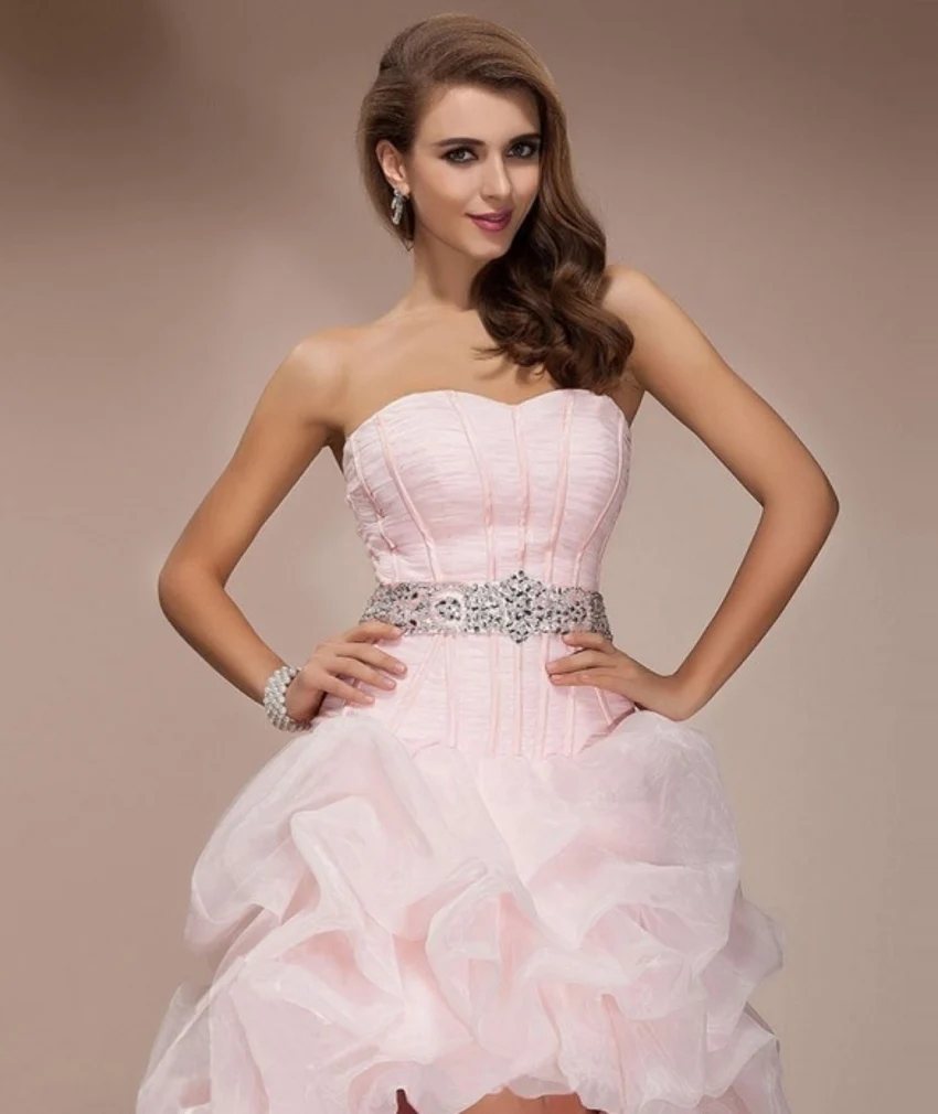 Elegante paillettes su misura Sexy lungo bello alto basso rosa chiaro Prom 2018 per abiti da ballo abiti per la madre della sposa