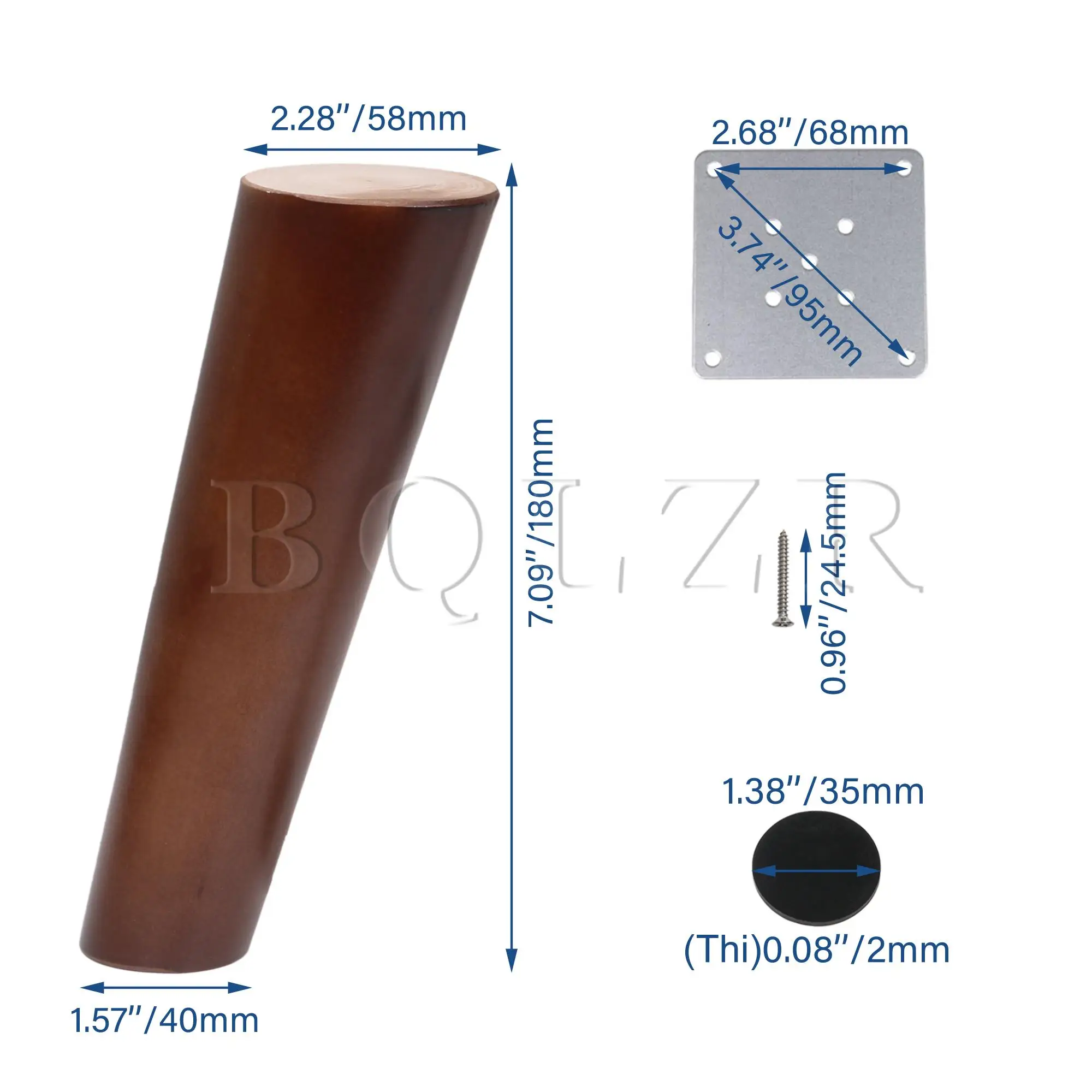 Imagem -06 - Bqlzr 18 cm de Altura Cor Nogueira Oblíqua Cônicos Confiável Armários Móveis de Madeira Pernas Sofá Feets Pack of 4