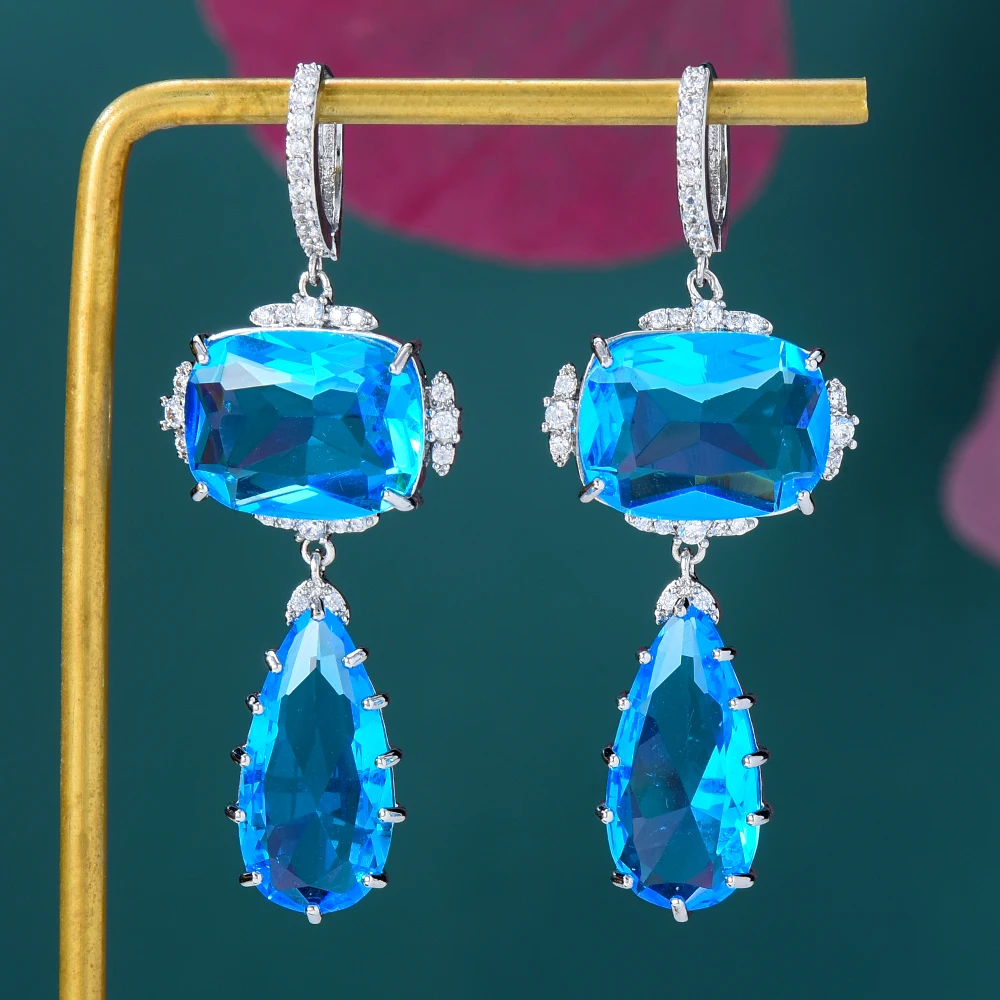 

missvikki New Trendy Luxury Original Shiny Clear CZ Earrings Shiny Fashion Ladies Daily Party Show Earrings Jewelry Best Gift