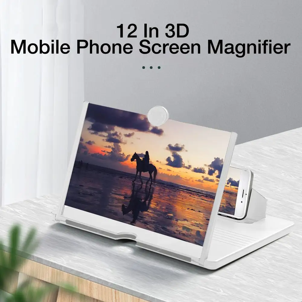 12 بوصة الهاتف المحمول منحني شاشة مكبر للصوت Hd ثلاثية الأبعاد فيديو الهاتف المحمول مكبرة الزجاج دعامة حامل حامل طوي