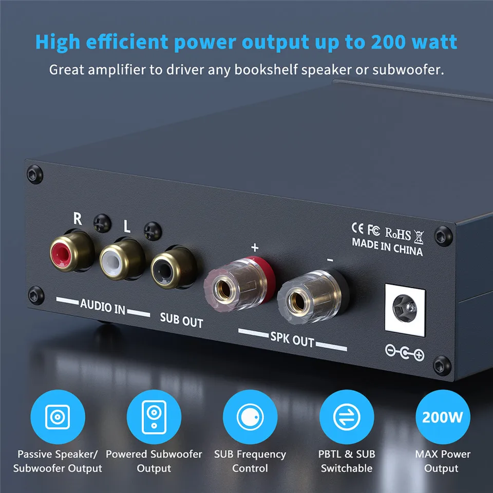 Fosi Audio M03 パワーサブウーファーアンプ 200 ワットモノラル