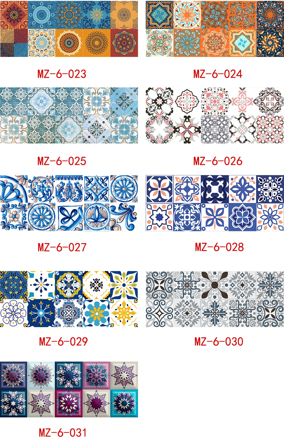 10/15/20cm Mandala Style Matte Surface Tile Sticker Peel & Stick Decoration Film For Tiles /Ground in Kitchen Wardrobe Wallpaper