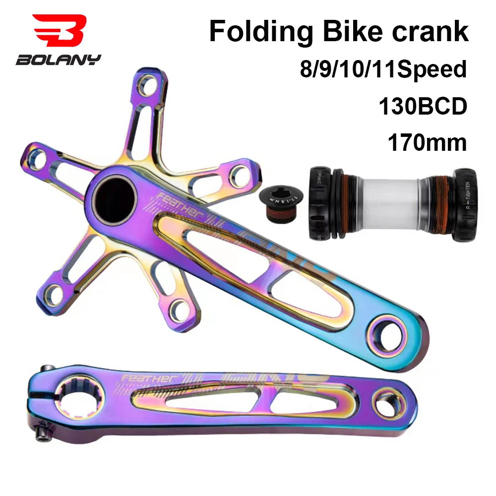 BOLANY 130BCD Bike Crankset Folding Bicycle Crankset Aluminum Alloy 170mm Bottom Bracket Ceramic Bearing CNC Bicycle Accessories