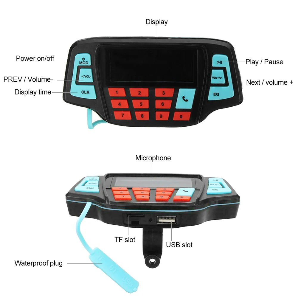 2pcs Motorcycle Sound System FM USB Bluetooth-compatible Audio Radio Stereo Speaker MP3 Music Player Scooter ATV Alarm