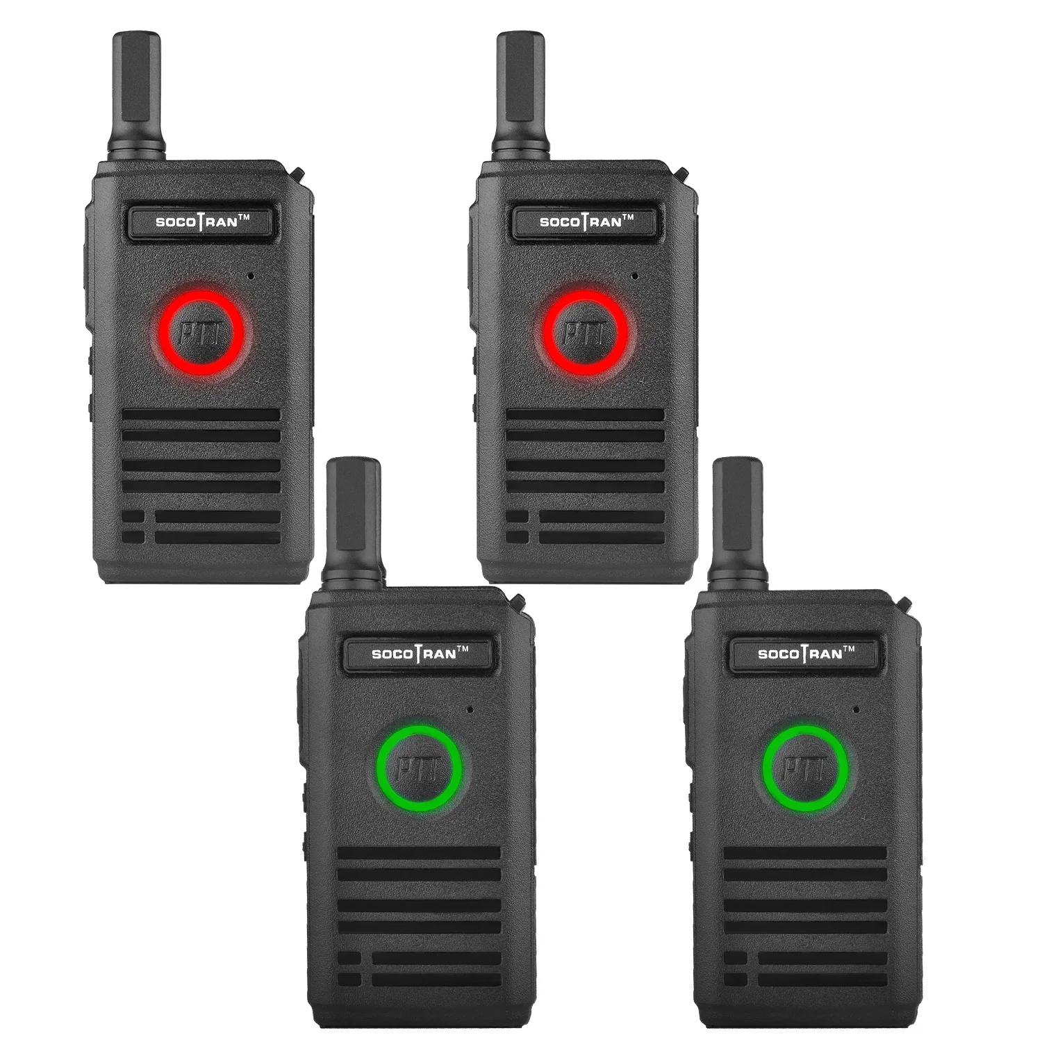 4Pcs/lot Mini walkie talkies Portable Ultra Slim Double PTT UHF 400-470MHz 16CH 2W Two way radio breathing Light SOCOTRAN SC-600