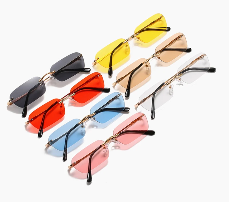 Mode Randlose Sonnenbrille Männer Frauen Klassische Leichte Sonnenbrille Für Männliche Luxus Rechteck Rahmenlose Brillen UV400 – Detail 2