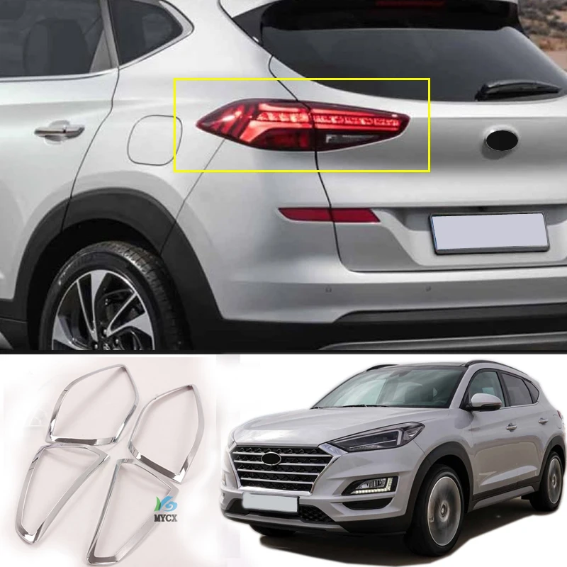 

4 шт. ABS Chrome для Hyundai Tucson 2020 2021, задний фонарь, крышка лампы, накладка, крышка заднего фонаря