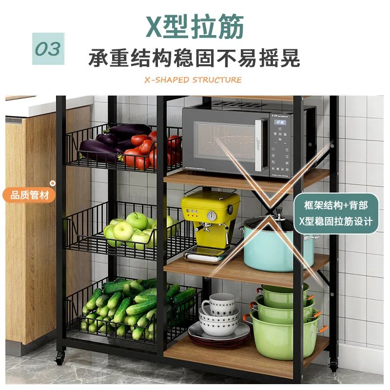 Kitchen Shelves Floor-to-ceiling Multi-layer Storage Shelves Microwave Balcony Movable Storage Rack stainless steel bathroom