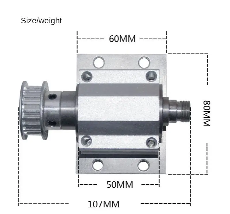 lathe spindle, M14 * 1 unpowered chuck spindle, diy beads machine